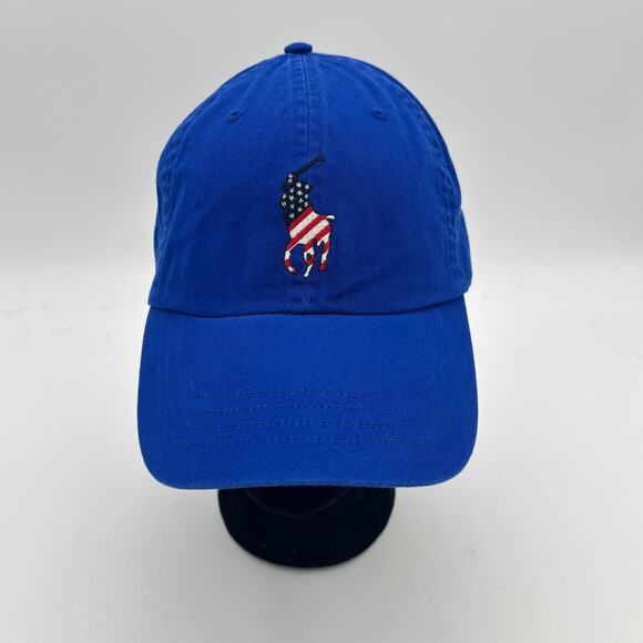 Polo Ralph Lauren USA Flag Pony Embroidered Blue Baseball Hat - Picture 1 of 10